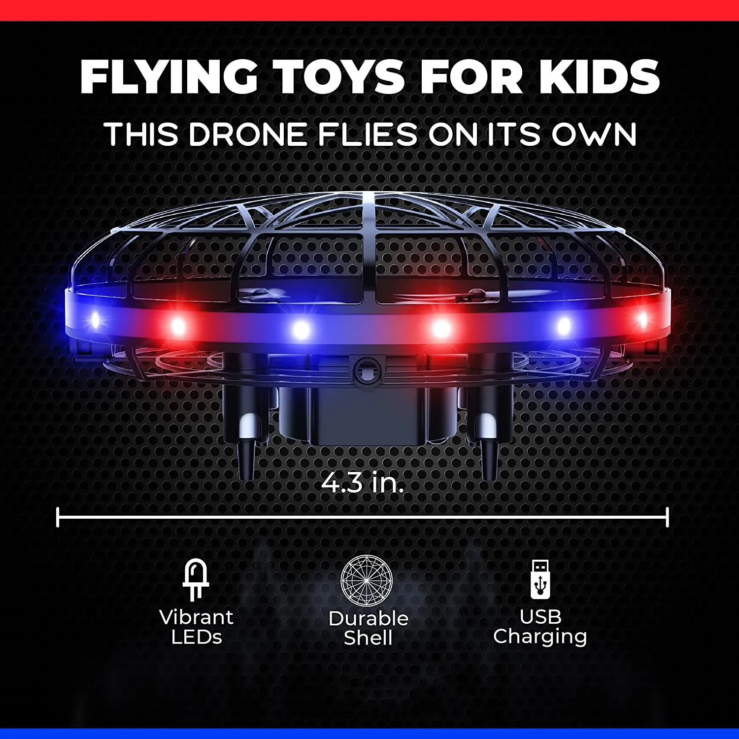 Scoot LED Hand Operated Drone for Kids or Adults Hands Free Motion Sensor Mini Drone Easy Indoor Small UFO Toy Flying Ball Drone