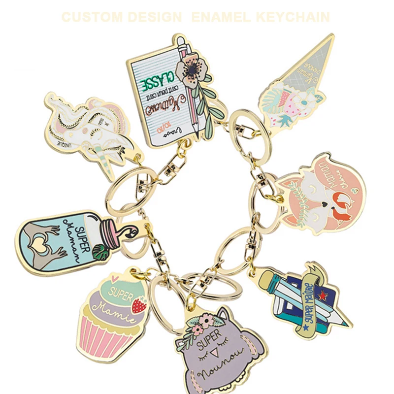 Pendant Anime Custom Animal Metal Key Chain Porte Clef Personalisable Customizable Blank Car Logo Luxury Bulk Enamel Keychain