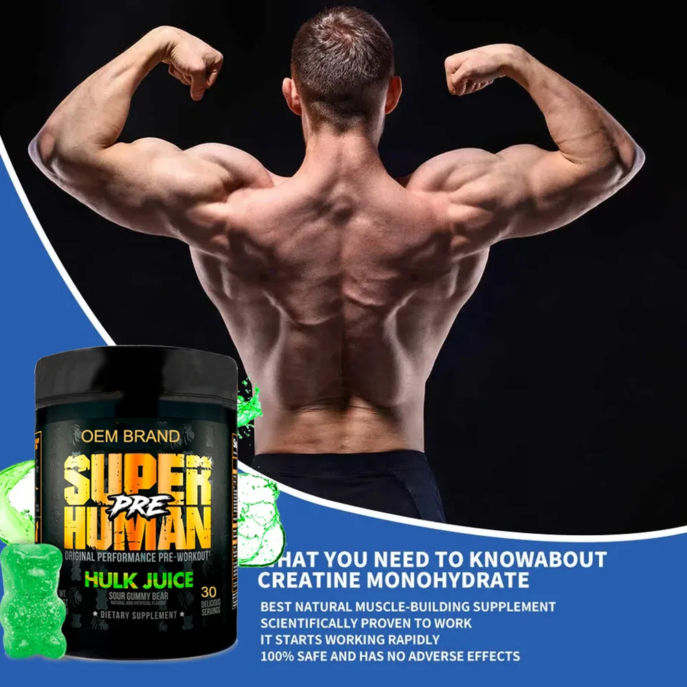 Premium Creatine Gummy Bear Pre Workout for Muscle Building Supplement Creatine Monohydrate Gummies for Men Women