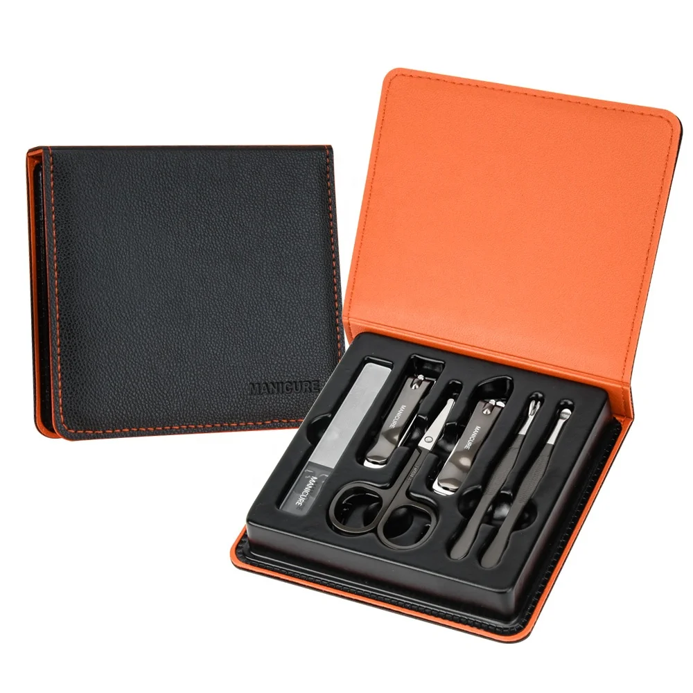 Профессиональный портативный набор для маникюра и педикюра ухода за кожей из нержавеющей стали с клипером ногтей кожаный чехол путешествий женщин мужчин