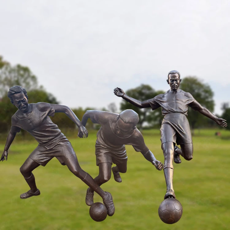 Sports ball figure family child cast copper bronze sculpture