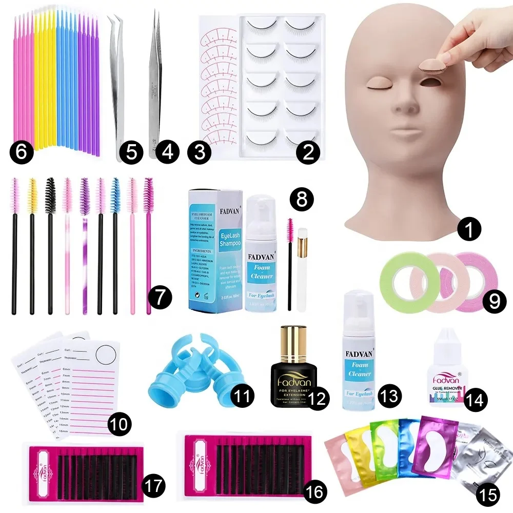 Eyelash Grafting Set Eyelash Extension Makeup Supplies Dummy Head Model Basic Exercise Tools Complete Professional Makeup Kit