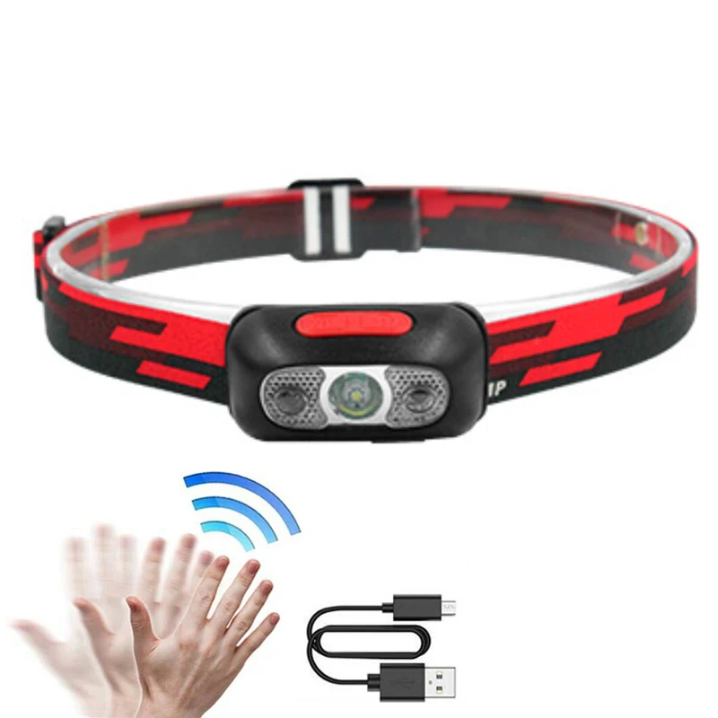 Amazon top seller Mini Size Intelligent Induction Head light Detection Night Vision head lamp led rechargeable usb Hiking gear