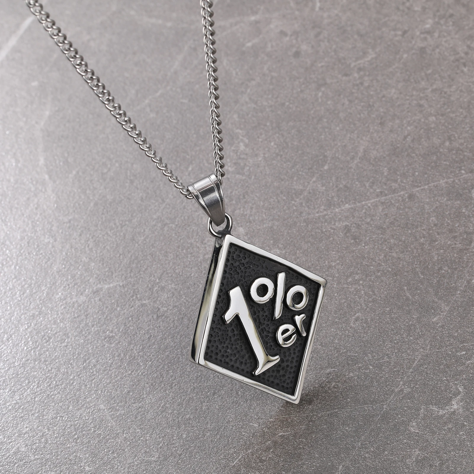 Custom Wholesale jewelry personalized necklace stainless steel punk 1%er biker pendant necklace