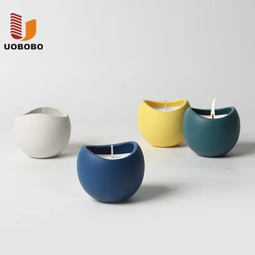 UOBOBO easter egg shaped empty blue and white 8oz mate candle jar ceramic empty bowls for candles