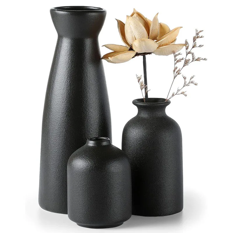 Nordic Wholesale Modern Luxury Flowers Porcelain Bud White Black Decor Flower Vases Ceramic Vase For Home Decor