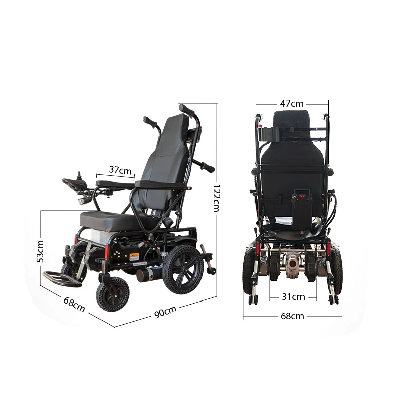 Premium Quality Folding Electric Carbon Steel Frame Brushed Motor Climbing Stairs Electric Wheelchair for Disabled People