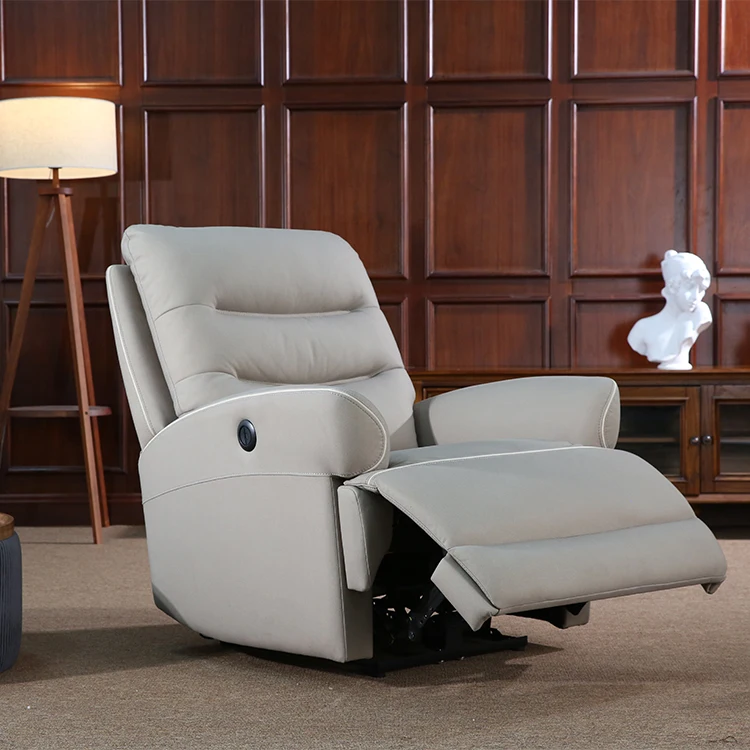 Modern Style Beige Home Cinema Relax Leather Couch Chair Furniture Electric Recliner Sofa Chair For Living Room