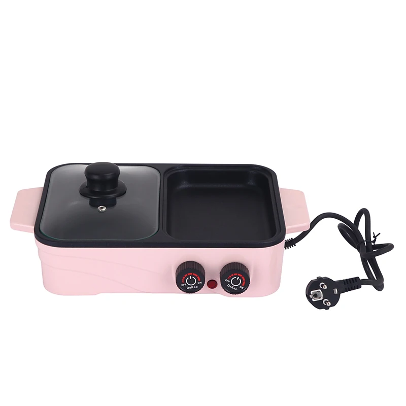 2in1hot sale mini electric grill with hot pot portable  travel electric barbecue grill