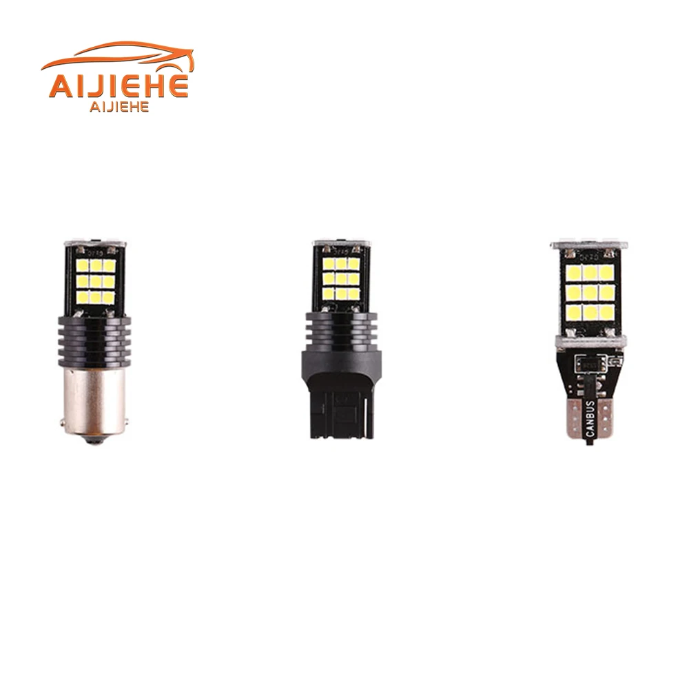 Автомобильные светодиодные лампы T15 1156 1157 BA15S 2835 21SMD Canbus, стоп-сигнал заднего хода без ошибок, автомобильный сигнал поворота, 12 В