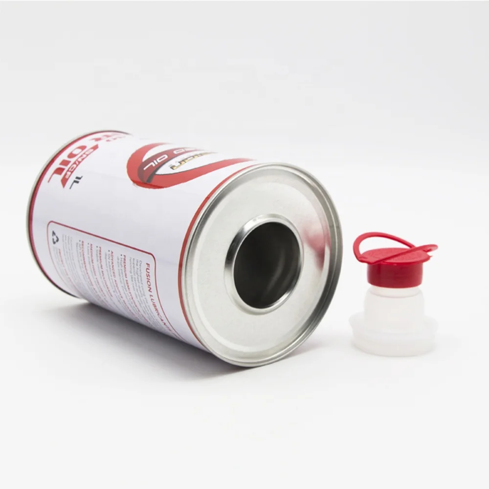 800ml 1l Empty round metal drum for engine oil/metal lubricating oil tin can for sale
