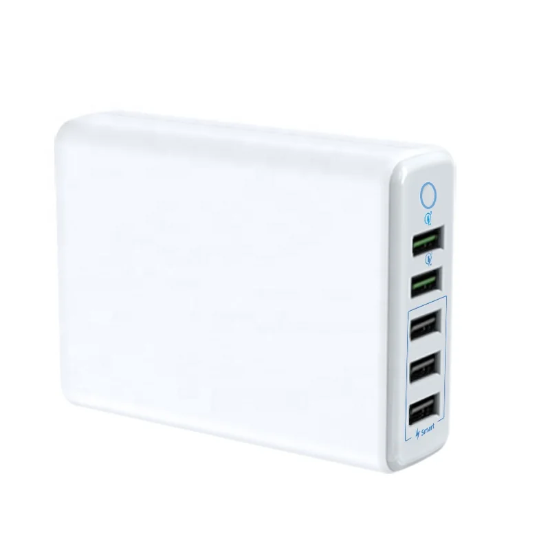 5V 12A 60W Desktop fast 5 usb wall charger with QC 3.0 PD Type C port multi charging station for iPhone/ Sunsumg/ Huwei
