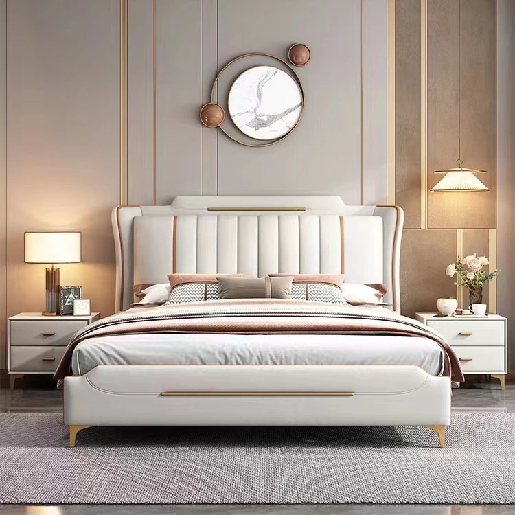 Luxury Bedroom Furniture Upholstered Modern Wood Beds Bed Room Set Furniture