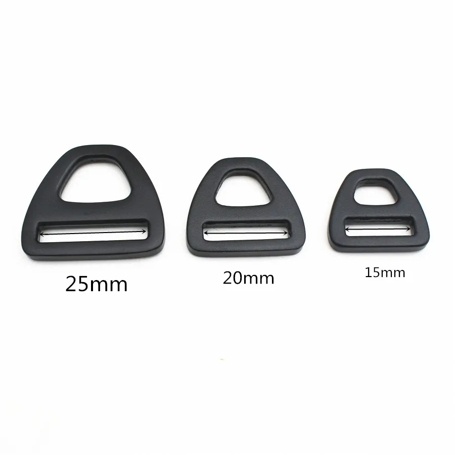 Anodized Black 15mm 20mm 25mm Aluminum D Ring Buckle Strong Triangle Hook Multi-Way For Pet Collar Bag Parts Accessories