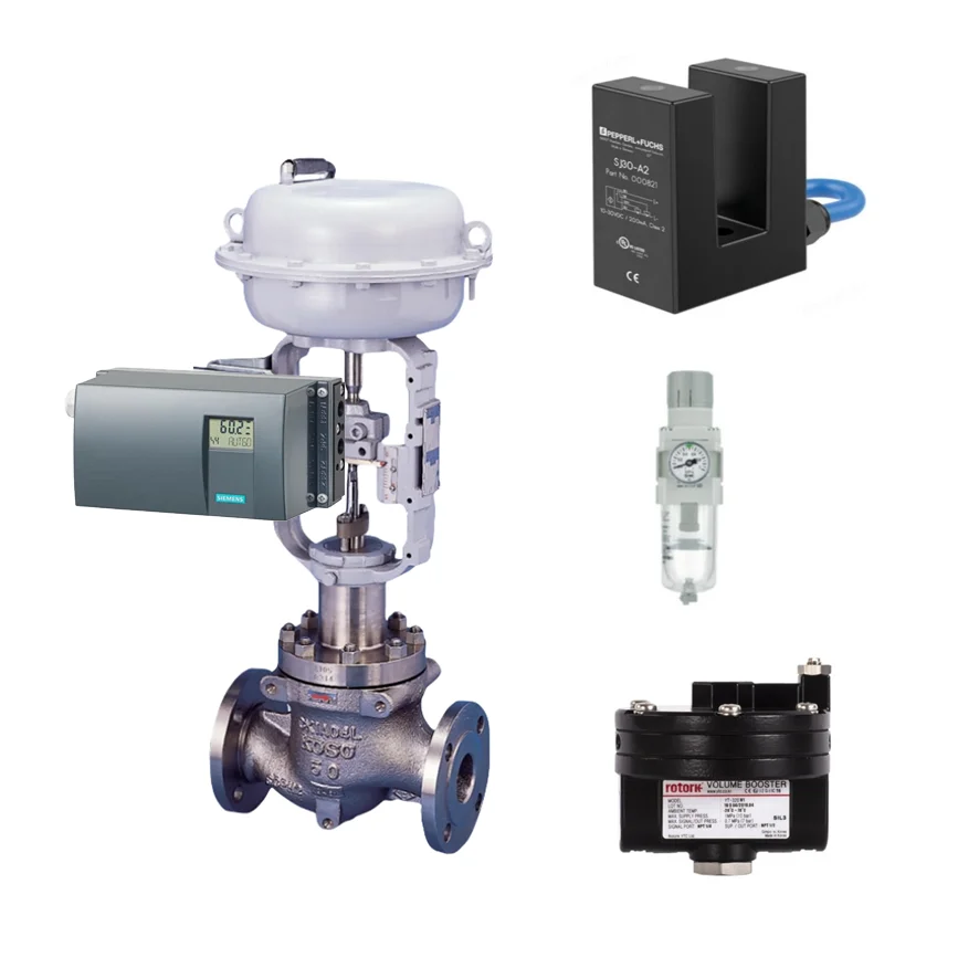 KOSO 510T pneumatic control Valves 5200LA Diaphragm Actuator YT-300 booster P+F limited switch box SMCregulator 6DR positioner