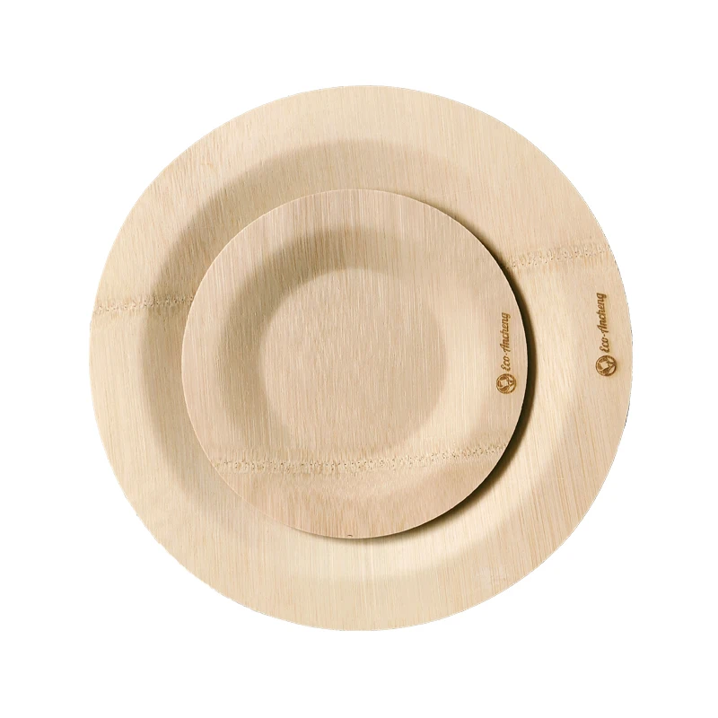 
100% natural recycled disposable 9inch round bamboo plates biodegradable 