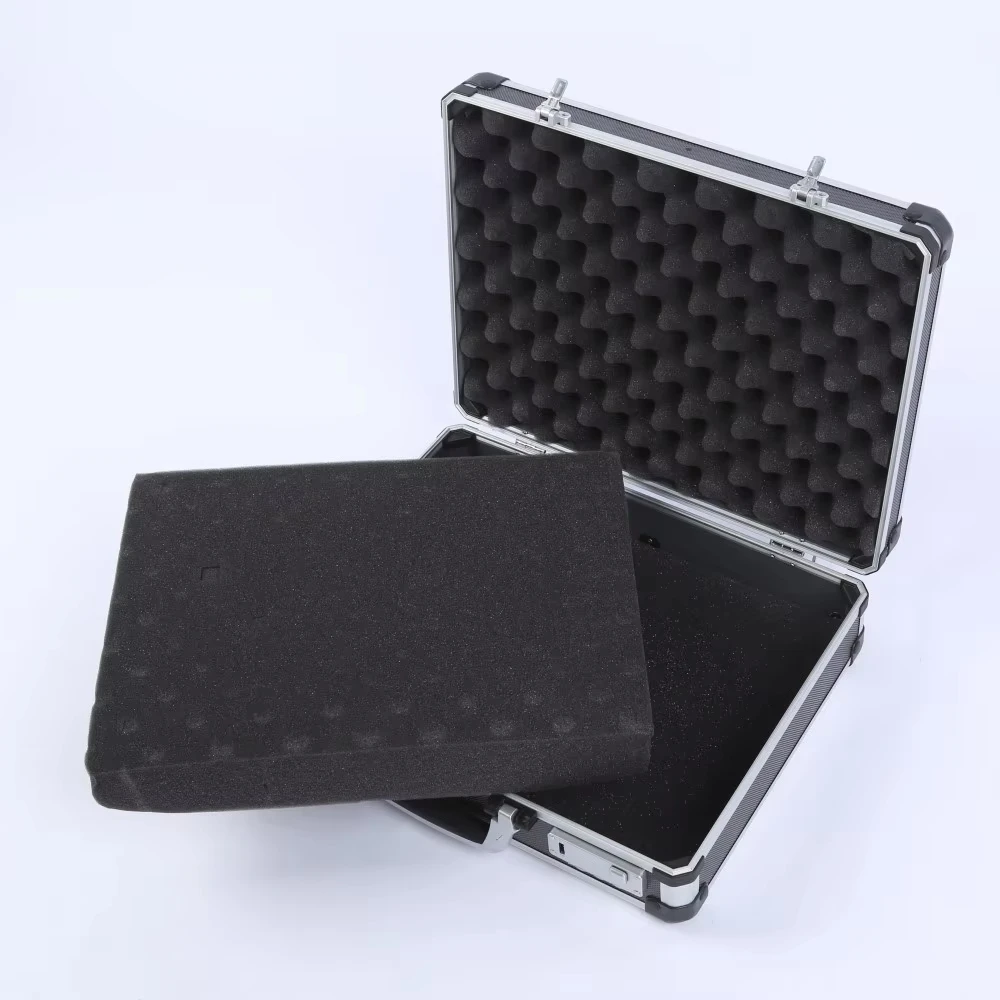 Portable shockproof metal instrument case Waterproof multi-functional storage box Black water-resistant tool  hard case