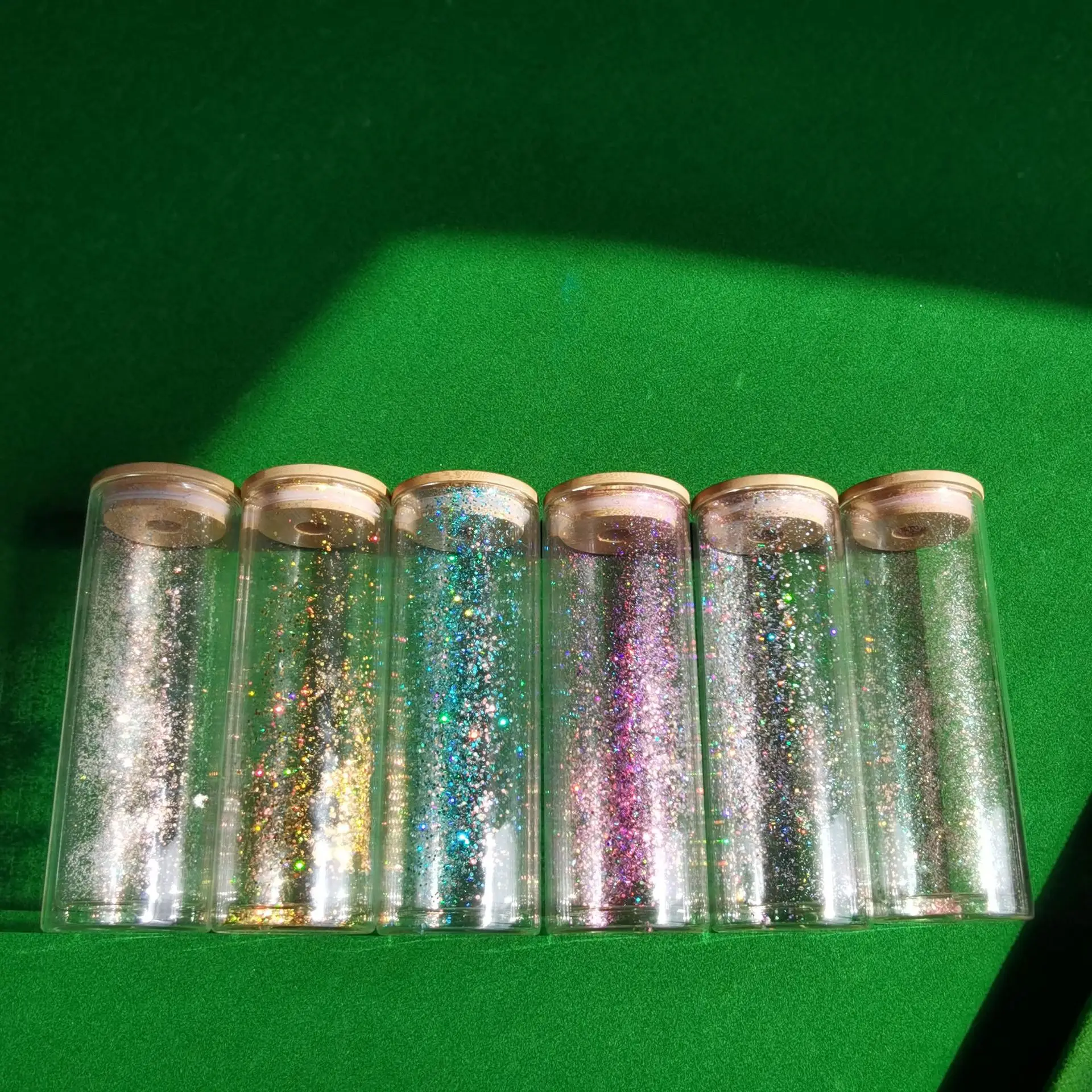 Mazoho 2022 New 12/16/20oz double walled sublimation blank glass can snow globe glitter glass beer Can with bamboo lid