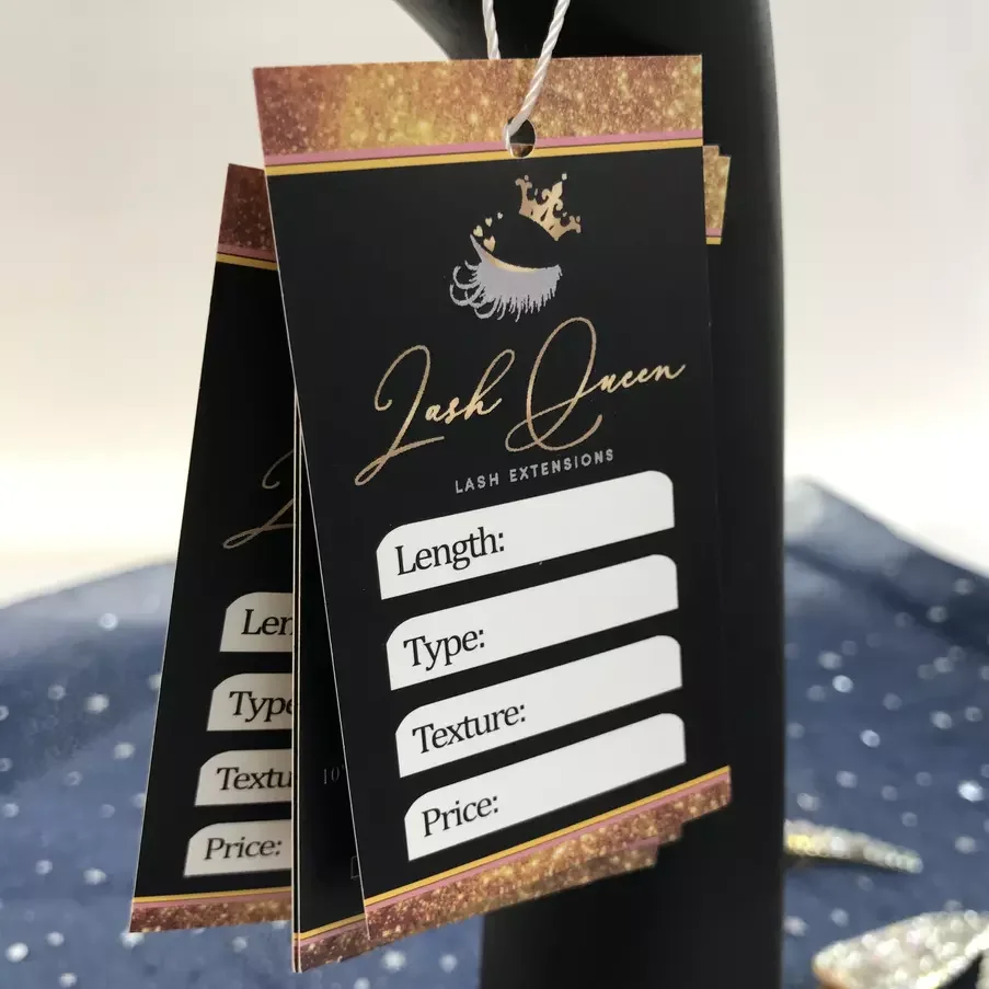 Custom Logo Wig Hang Tag Label Business Card Wig Woven Tags Thank You Card Bundles Wraps