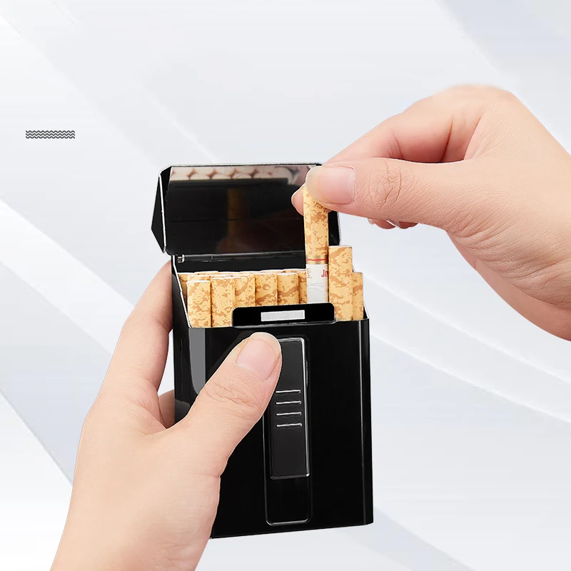 Hot Sale Metal USB Rechargeable Lighter Cigarette Boxes Holder Case for 20 PCS Cigarette Package