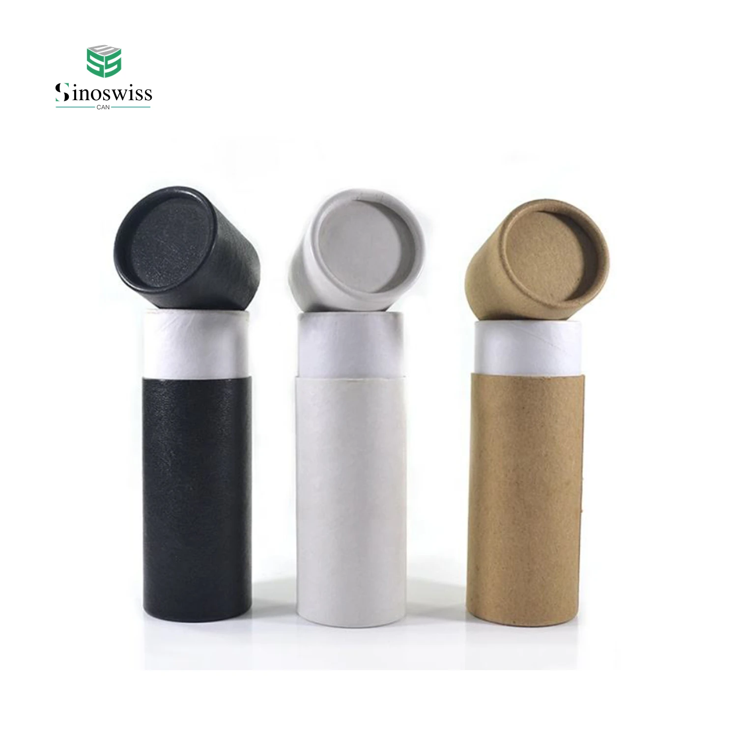 Recyclable Brown White Kraft Paper Tube For Deodorant Lip Balm 8g 14g 28g 42g 56g Push Up Cardboard Cosmetic Packaging