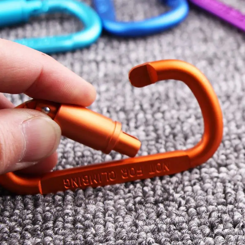 Spot Wholesale Long Nut Quick Latch Mountaineering Buckle 8# D Shape Aluminum Carabiner Hook