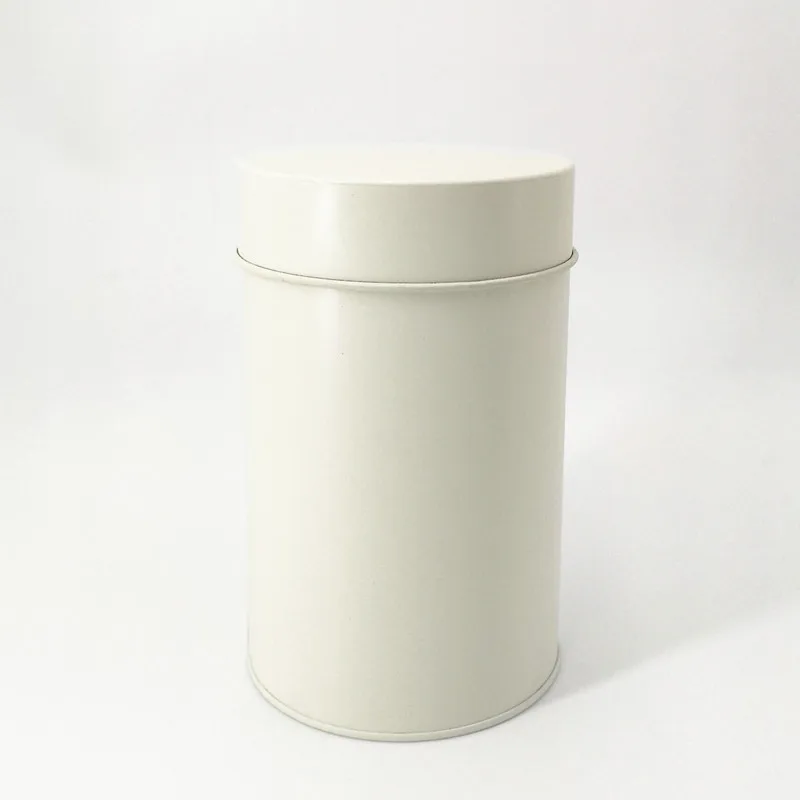Round tea tin box with inner lid  black and white color
