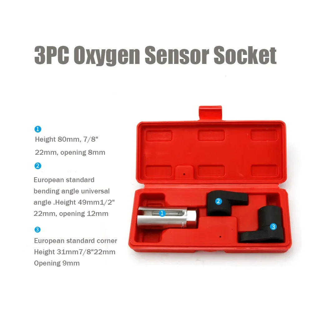3pcs Oxygen Sensor Socket Set Universal Oxygen Sensor Switch Socket