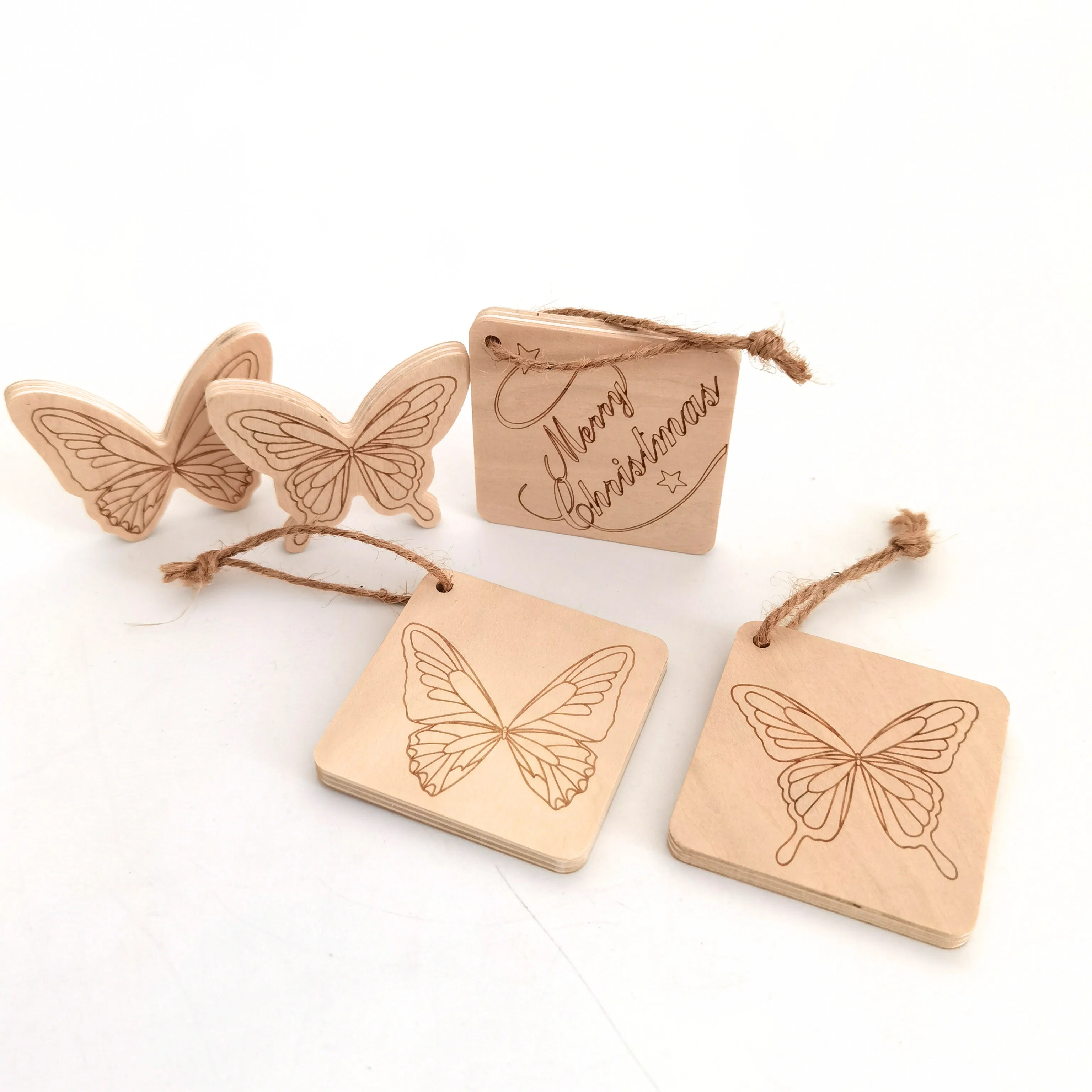 Multiple Designs Thick Plywood Christmas Hanging Ornaments Holiday Decoration Factory Direct Ornaments for Christmas Tree