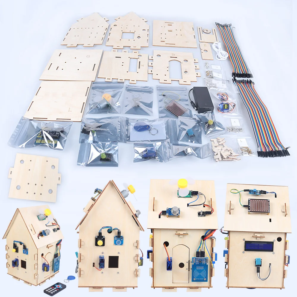 2023 DIY Smart Home STEM Robot Programming Kit Smart Home Kits Smart Wooden House Home Starter Kits
