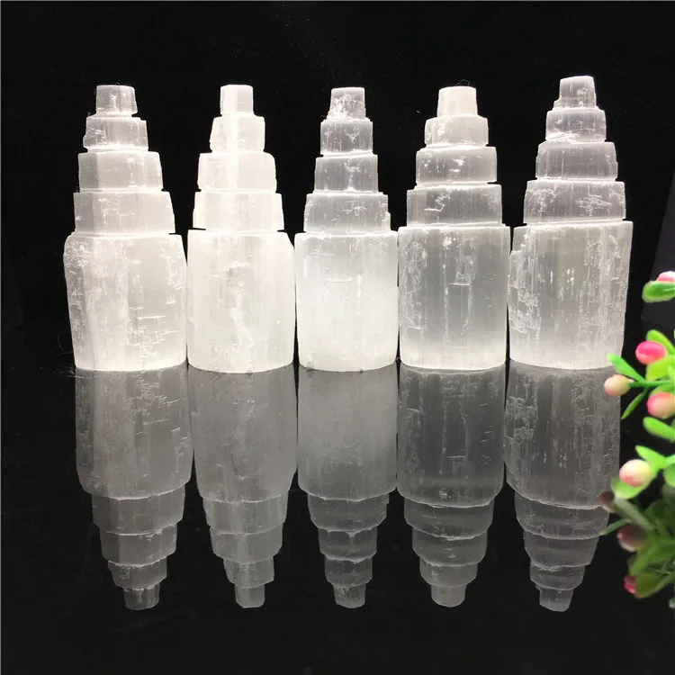 High Quality Natural Crystal Stone Table Lamp Bedroom Beside Night Light Decorative Selenite Wand Lamps