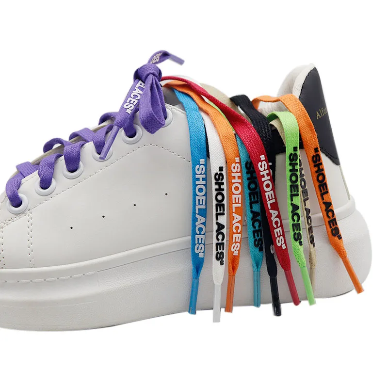 Custom Logo Printed Shoestring Flat Waxed Cotton Laces for Children for Jumpman Y350 Casual Sneakers and Sport Style Shoes