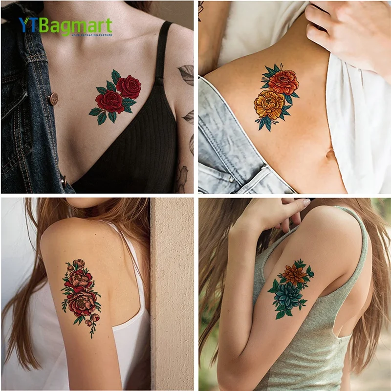 YTBagmart самый популярный модный пользовательский водонепроницаемый красочный рука руки шеи запястье 3D цветок сексуальный красивый клейкий татуировочный