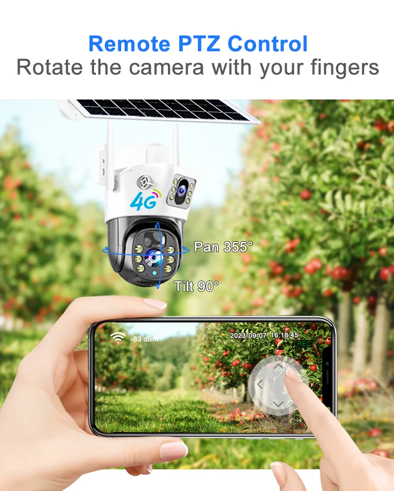 V380PRO Wireless Solar Home Security Camera 4K IP Night Vision PIR Sensor PTZ Features. Memory/SD Card 4G SIM Card Compatibility