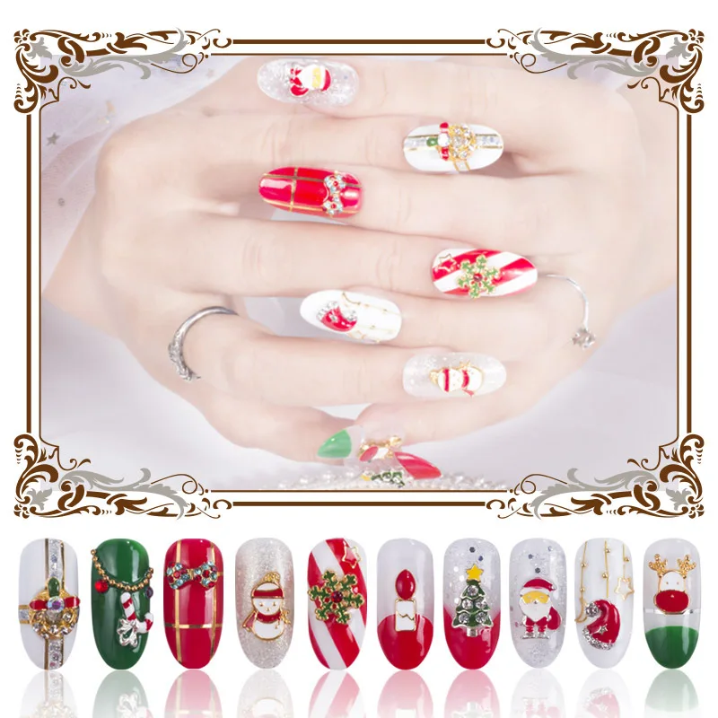 Christmas Xmas nails accessori metal alloy charms bell snowflake christmas decoration supplies trendy nail accessories