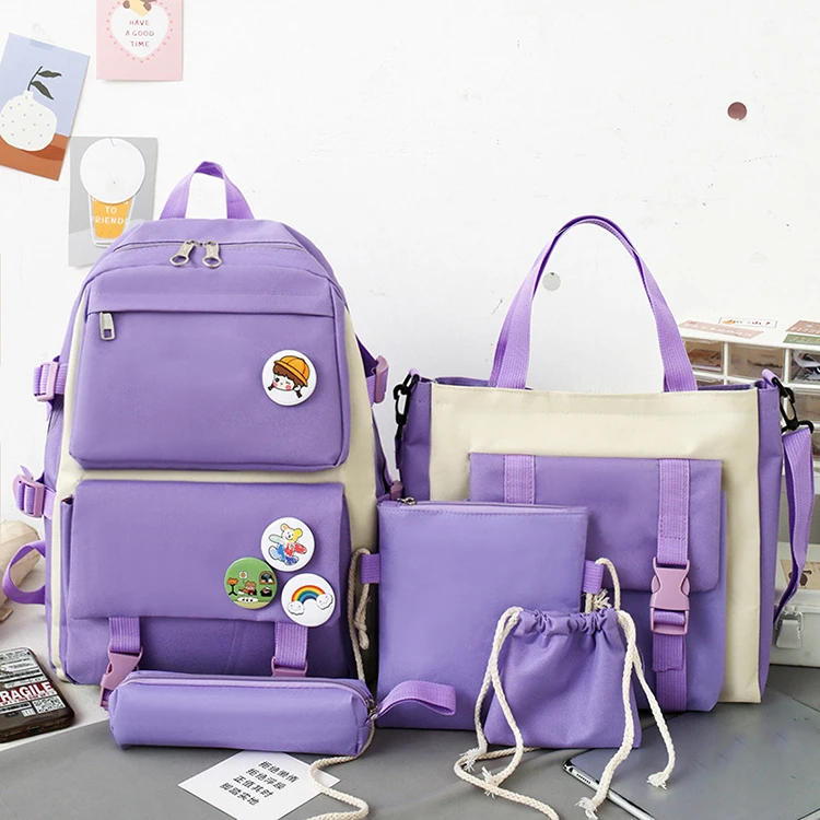 Wholesale Grades 3 To 5 And 6 School Bag Pack Set Student Bag Lightweight  Fresh Cute Girly Heart Large Capacity Backpack