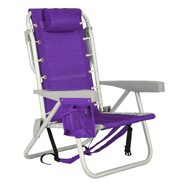 Lace-up foldable  picnic camping portable beach chair with cup holder