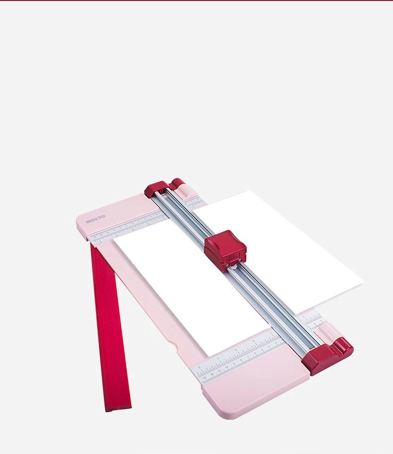 Custom Pink A4 Paper Trimmer Label PVC Office Double Aluminum Rail Rotary Manual Cutter for Cardstock, Paper Crafts