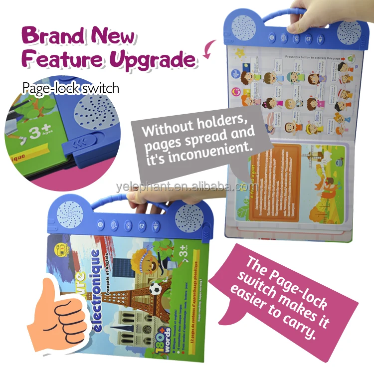 Children Educational Bilingual French And English Teaching Toy Tablet Talking Book Learning Machine