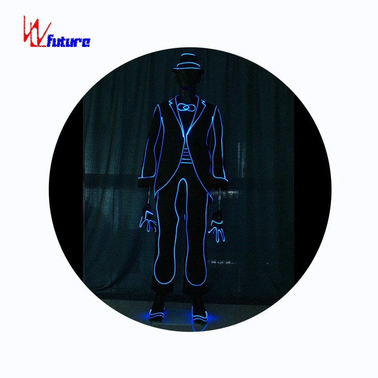 Fiber optic MJ Michael Jackson fluorescent dance show stage glowing tuxedo suit