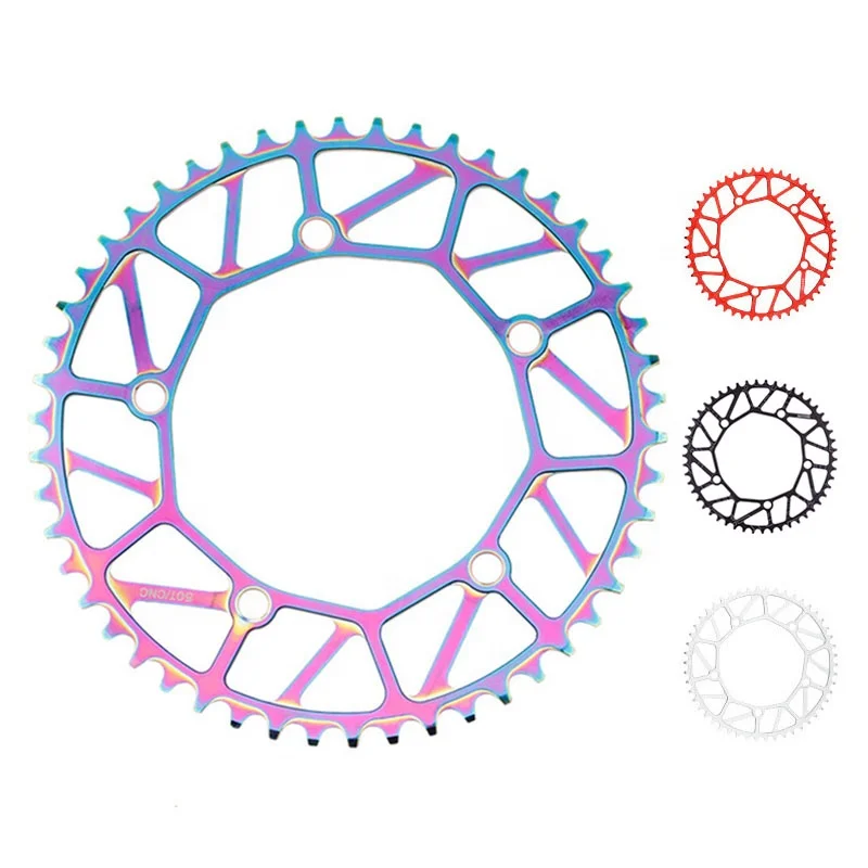 Rainbow 46/48/50/52/54/56/58T Bicycle Chainring BCD 130 Single Plate BMX Folding Bike Crankset Colorful Bike Circle Chain Wheel