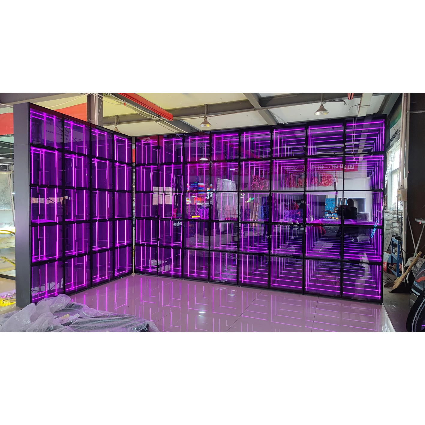 Wired DMX Infinity LED Dance Floor Illuminated Neon Mirror Wall Background Light for Stage Party KTV