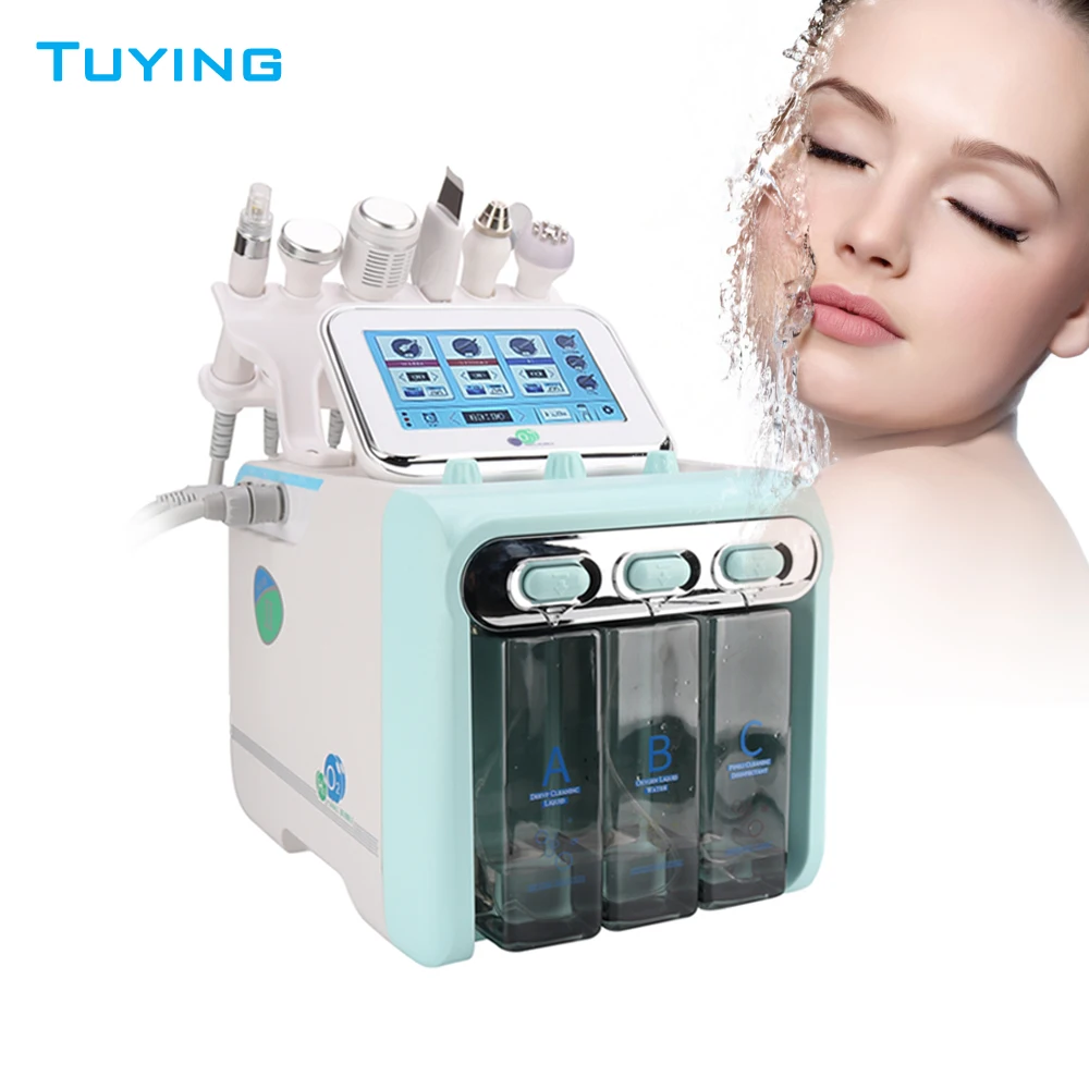 Portable 6 In 1 Hydrodermabrasion Facial Machine H2 O2 Aqua Hydro Dermabrasion Clean Solution