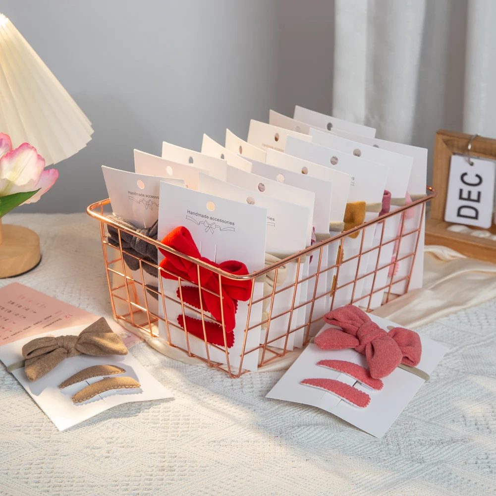 Sweet Girl Double Hair Clip Set Big Bow Cashmere Triangle Hairclips Baby Girls Princess Hair Accessories Wholesale