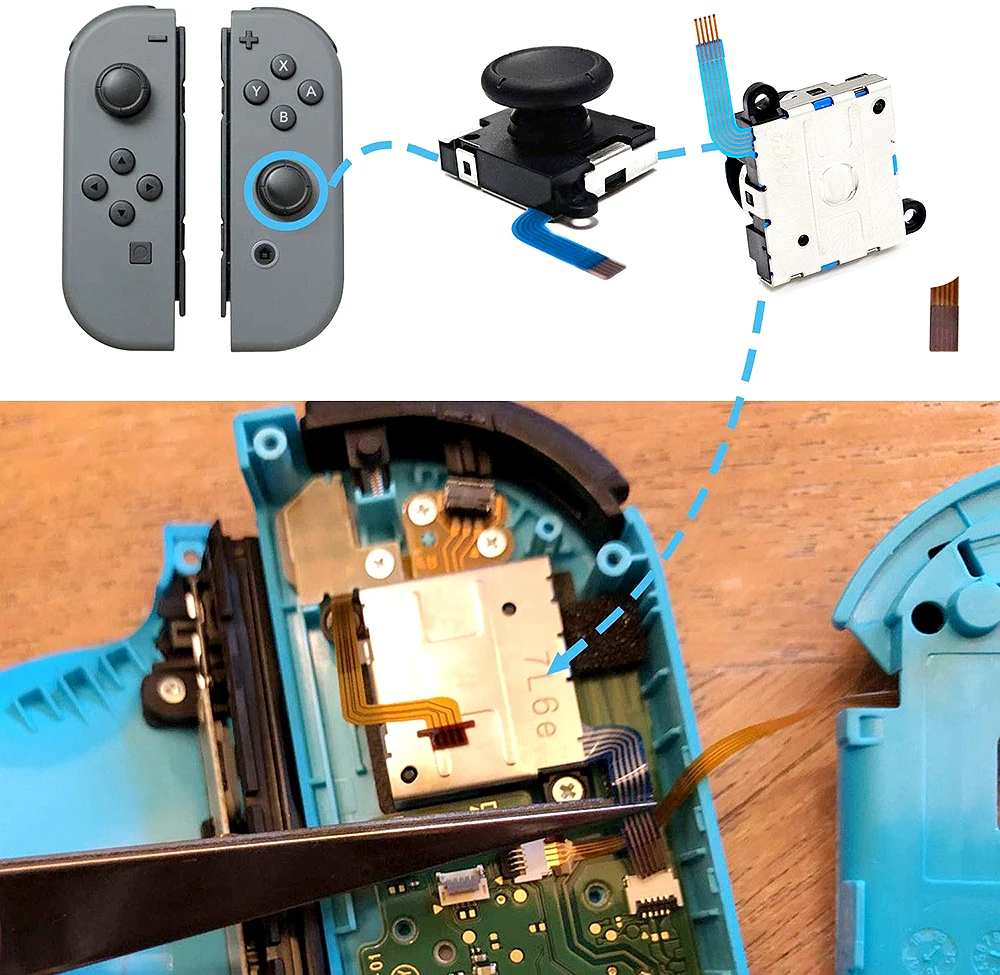 Black Joycon Thumbsticks Analog Joystick Button Module Replacement for Nintendo Switch and Switch Lite Controller Spare Part