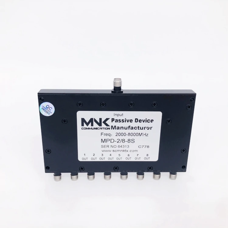 Stainless steel connector 2000-8000MHz 8 Way power divider microstrip 2-8G 8-Way Wilkinson Splitter distributor combiner