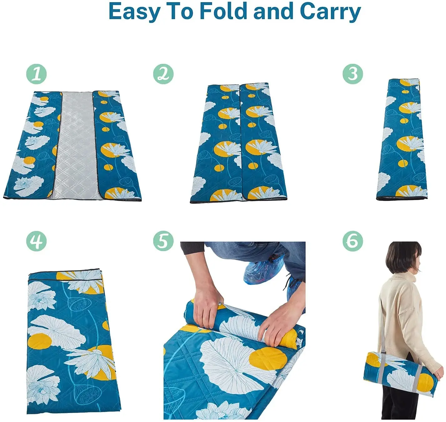Extra Large Picnic Blankets Waterproof Foldable 3 Layers Portable Machine Washable Beach Blanket