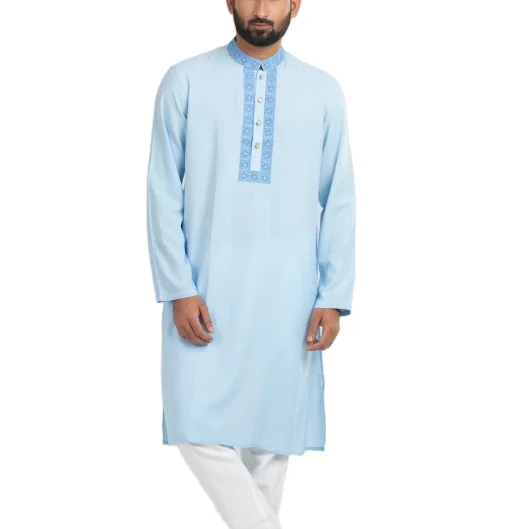 New Arrival Bangladesh Style Designer Embroidery Work Readymade Punjabi Pyjama Set for Men in Wedding Wear and Festival Function