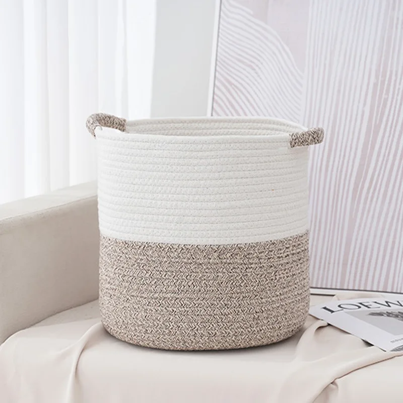 Cotton thread storage basket with handle clothes and toys storage basket plush toy storage basket