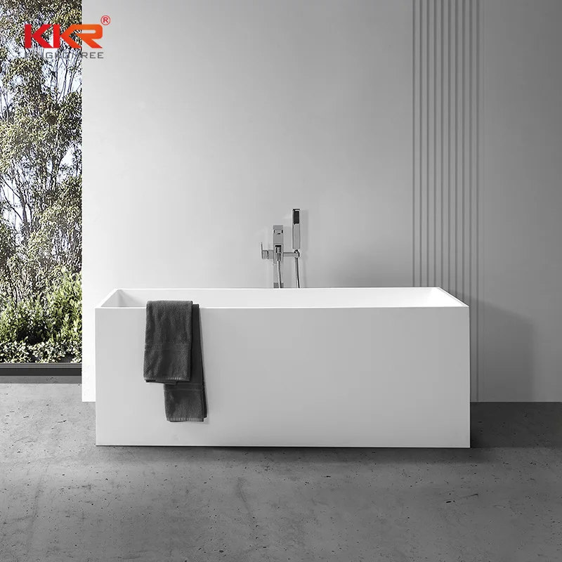 KKR White Matte Stone Resin Bath Tub Solid Surface Bathtubs